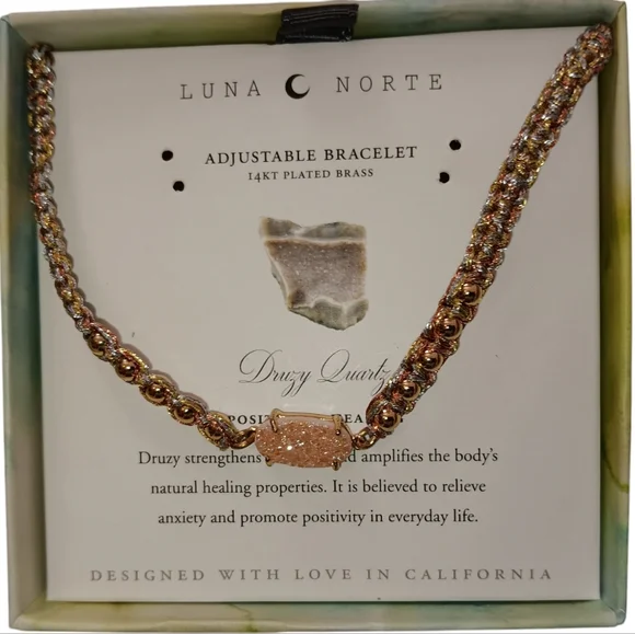 NIB Luna Norte Druzy Quartz Adjustable Bracelet - Picture 4 of 6